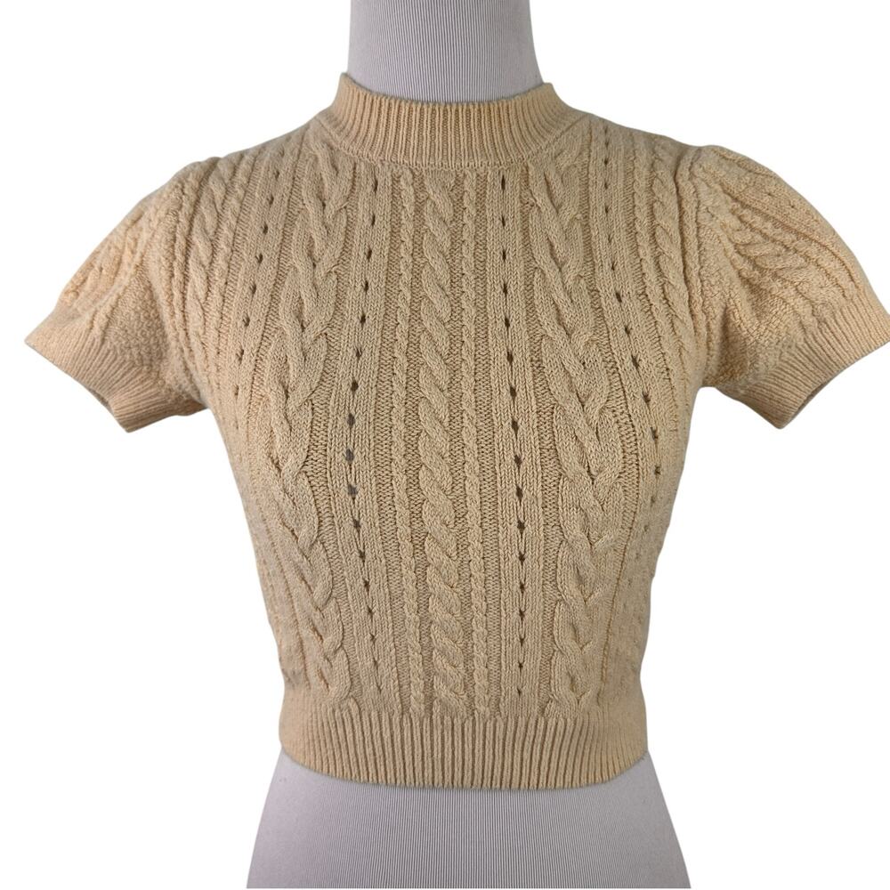 Free People Intimately Cream Short & Sweet Brami Eggnog Cropped Sweater Size S